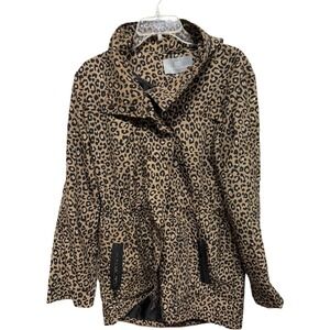 Tart Collections Leopard Print Parka Raincoat Hooded Size Medium Water Resistant